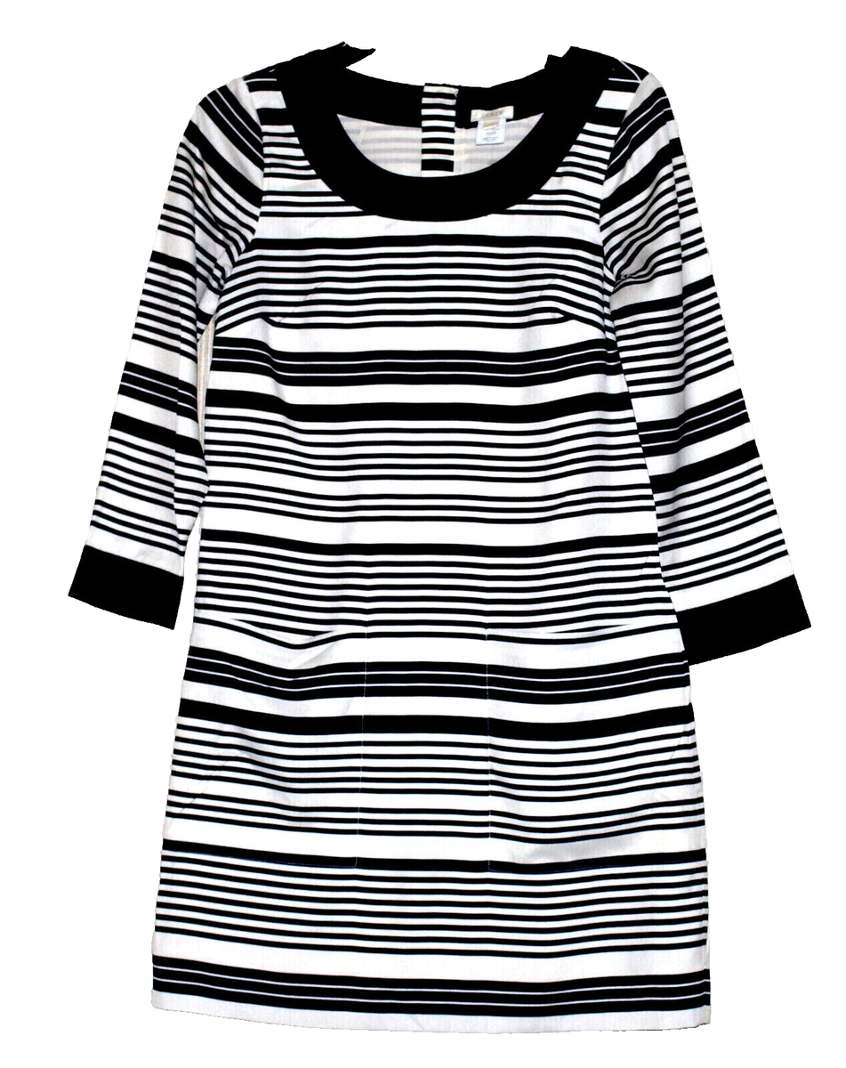 j crew silk shirt dress J.Crew Silk 3/4 Sleeve Navy White Striped Jules Dress Tunic Size:00
