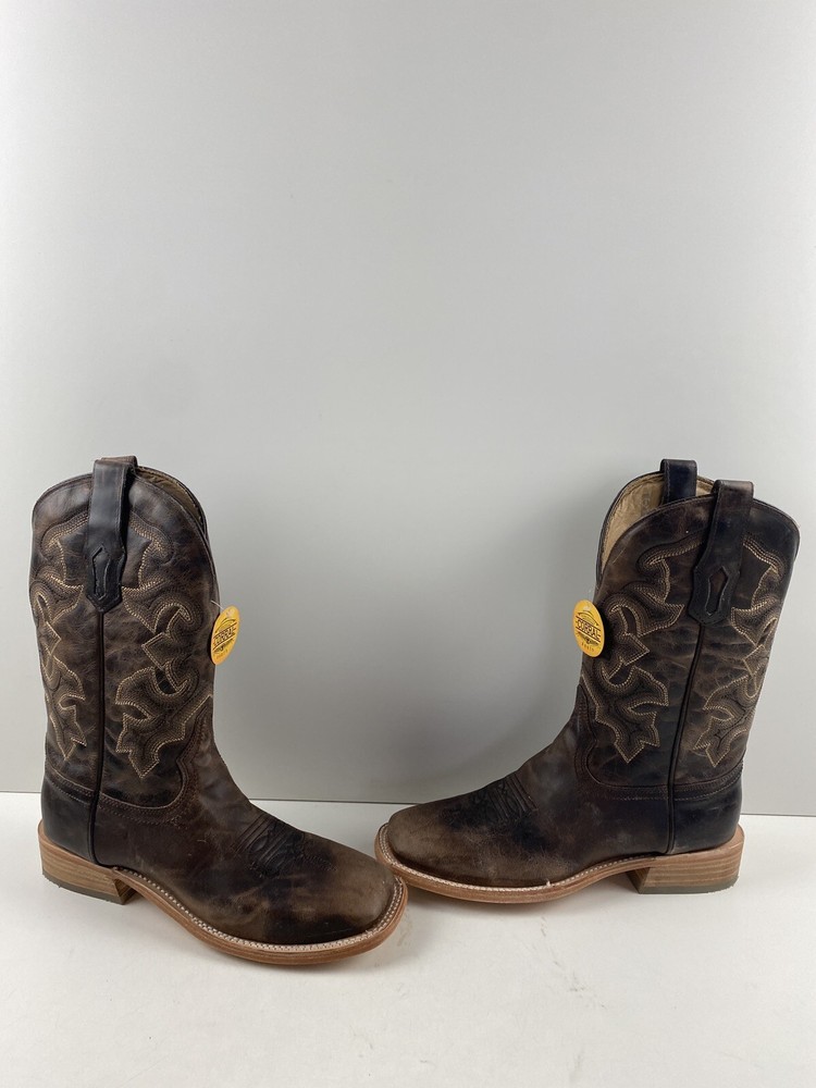 NWB Corral MOKA Brown Embroidery Leather Square Toe Western Boots Mens Size 8.5D