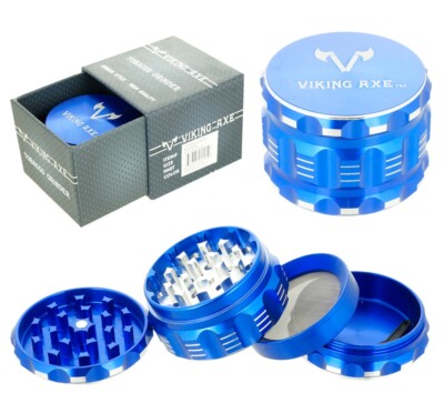 2.5'' Herb Spice Crusher Smoke Tobacco Grinder Large Storage W/ Gift Box Blue