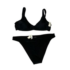 Aerie Swimsuit Bathing Suit XXL Bikini 2 Piece Black Cheeky Scoop NWT