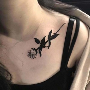 Black Rose Temporary Fake Tattoo For Women Men Body Waist Arm Waterproof Tatoos Ebay