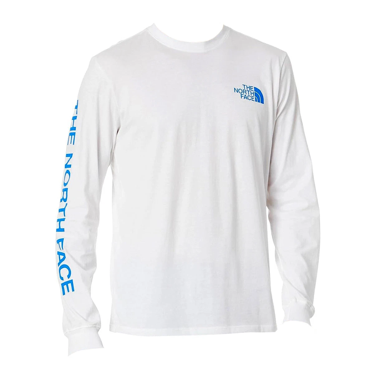 The North Face Mens SLEEVE HIT GRAPHIC Long Sleeve T-shirt -TNF White/Optic  Blue