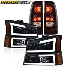 Fit For 2003-2007 Silverado Smoked Led Drl Headlights Bumper Lamps Tail Lights