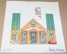 Starke Art Stand Up "Lake / Fishing Cabin" Handpainted Needlepoint Canvas
