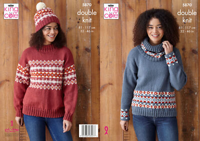 King Cole Damen Doppelstrick Strickmuster Damen Pullover Mütze & Kutte 5870
