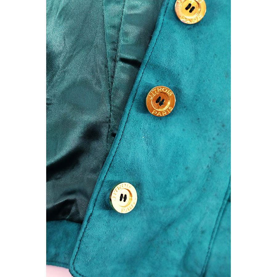 JITROIS Woman's Ladies Vest Green Suede Leather button 90s