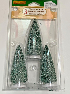 LEMAX VILLAGE ACCESSORY SMALL SNOWY JUNIPER TREES #44379 SET OF 3 FREE SHIP