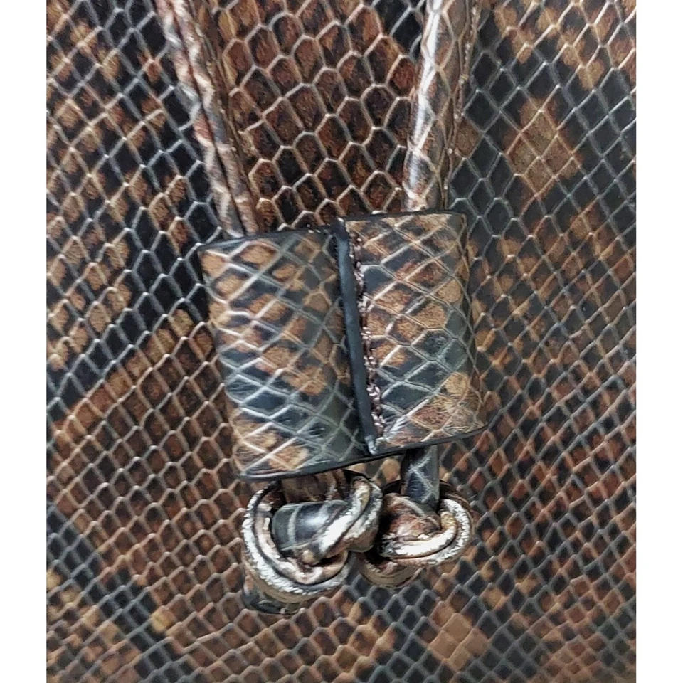 ALDO Brown & Gold Snakeskin Print Faux Leather Backpack Adjustable Straps - Image 4 of 4