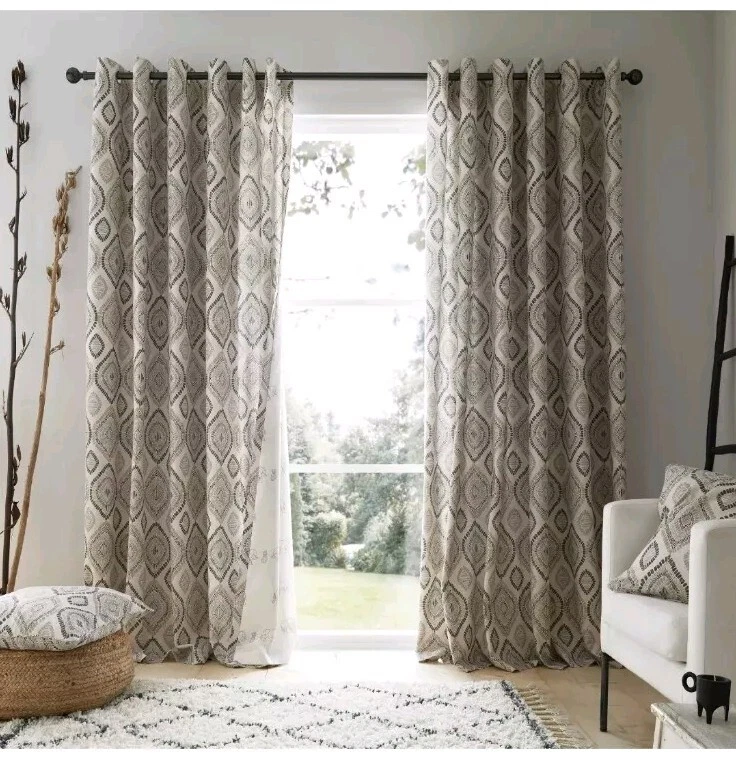 Pineapple Elephant Ziri Fully Lined 66x54 Eyelet Curtains Natur CHEAPEST ON EBAY