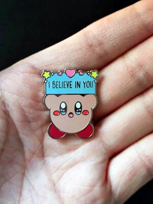 Kawaii Kirby Enamel 1.2'' Pin I BELIEVE IN YOU Metal Badge for lapel backpack hat