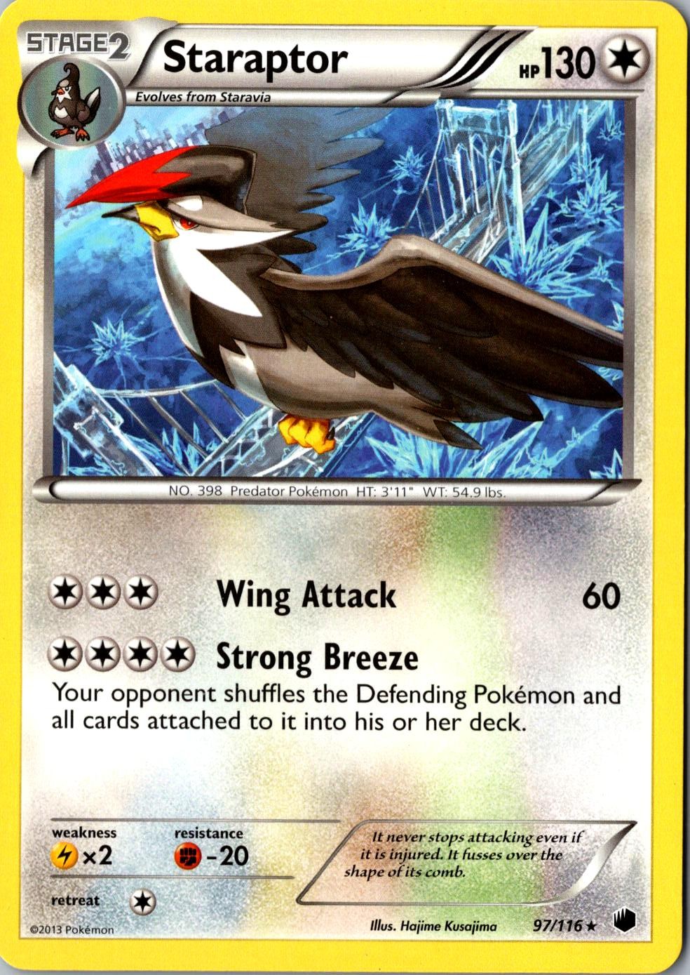 Staraptor 97/116 Rare Plasma Freeze LP Pokemon Card