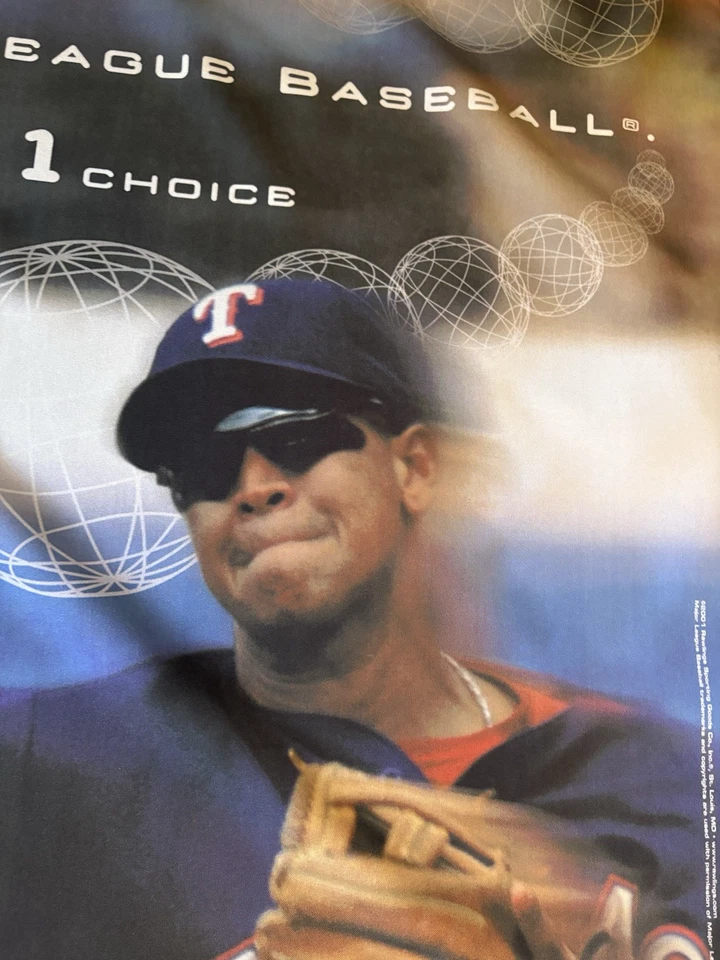 Rawlings 2001 "1 bola 1 marca" MLB Banner - Alex Rodríguez Texas Rangers 48x36 Foto 2 de 4