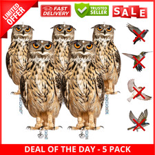 5PCS Owl Bird Scarer Set Pigeon Deterrent w/ Tape for Home Roof Pond Garden New