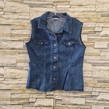 Vintage 90s Denim Vest Women's M Blue Wash Made in USA 100% Cotton Boho Core