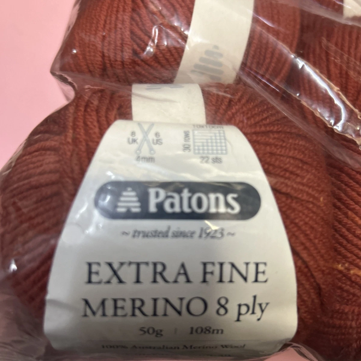 Patons Extra Fine Merino x 10 Balls  Lot  8Ply 50g Merino Wool #2128 Ceder