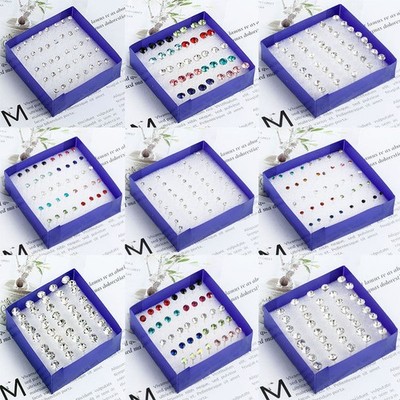 20Paar Ohrstecker SET Zirkonia Edelstahl Strass Stein Ohrringe Ear Stud Schmuck=