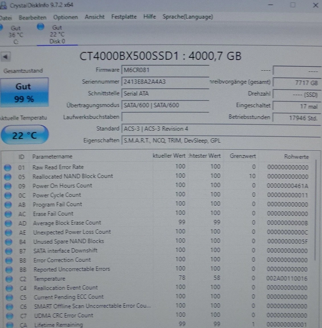 Crucial BX500 SSD 4TB SATAIII 6Gb/s