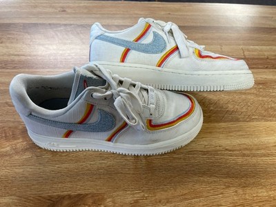 Women's Nike Air Force 1 AF1 Low Sail Denim Swoosh Shoes Size 6.5