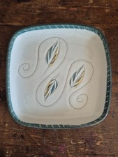 Glidden pottery 7" plate 65 in green feather pattern