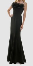 City Studios Women's Juniors' Black Ruffled-Neck Evening Gown Dress Size 7/8