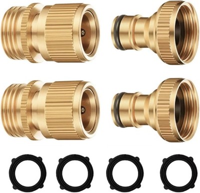 2PCS Garden Hose Connector Adapter Solid Brass No-Leak for Quick Connect Use
