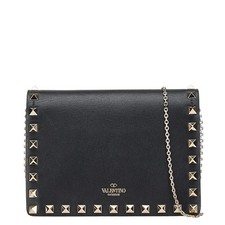 Valentino Rockstud Leather Shoulder Bag Women Black One Size