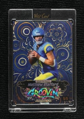 2026 Just the Hits Groovin' Blue Rainbow Foil 5/5 Matthew Stafford 1ar2