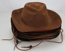 Lot of 13 Youth Western Cowboy Hats – Plastic & Felt – Brown – Costume/Dress Up