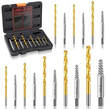 LINGIGAOUT 16PCS Screw Extractor Set with Left Handed Drill Bits Easy Black