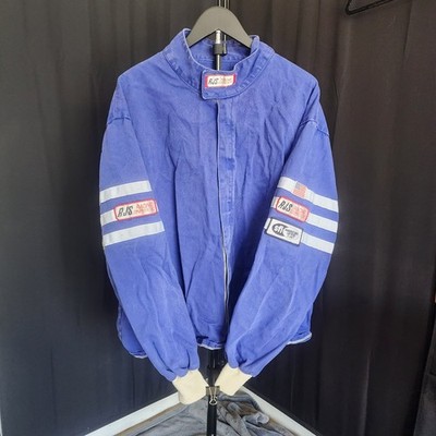 Vintage RJS Racing Fire Jacket Blue  White Arm Stripes SFI Approved Proban/Banox