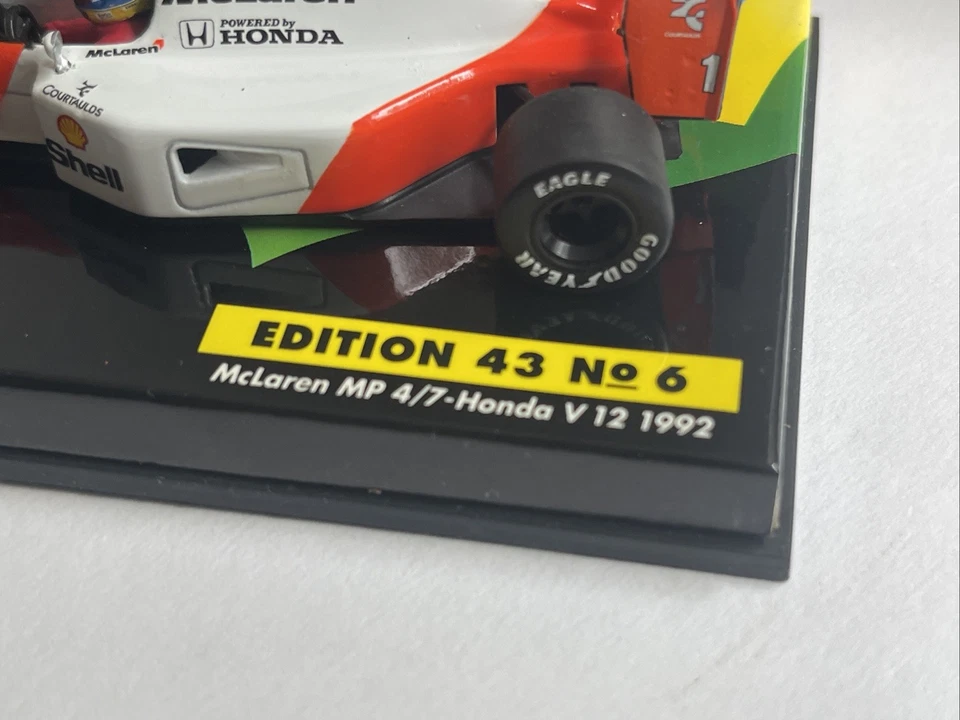 Coche Ayrton Senna Minichamps McLaren MP4/7 Honda V12 modelo F1 1992 Ed43 #6 1:43rd Foto 4 de 4