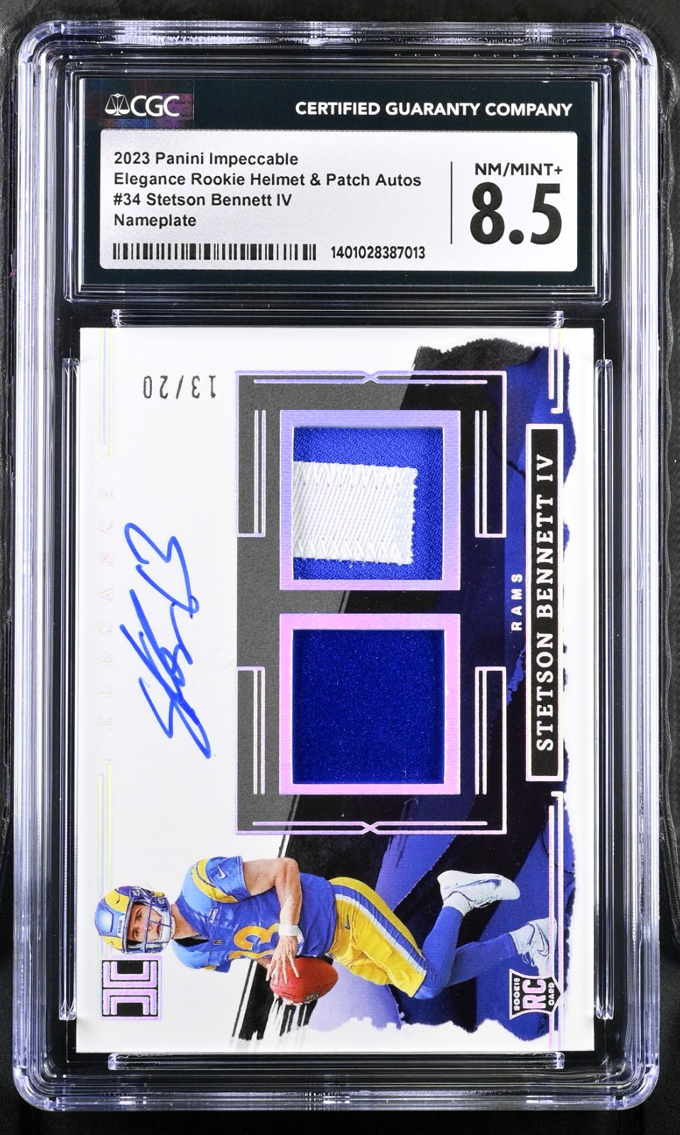 Stetson Bennett Panini Impeccable Elegance Rookie Helmet and Patch Autographs #34 Nameplate