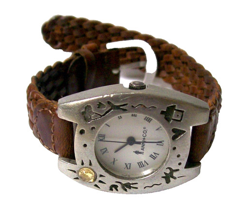 Vintage ANNI +CO Dog and Stick Figures QUARTZ Watch-Silvertone-Untested
