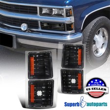Fits 1994-1998 Chevy Ck Silverado Tahoe Pickup Corner Lights Black Signal Lamps Fits 1994-1998 Chevy Ck Silverado Tahoe Pickup Corner Lights Black Signal Lamps