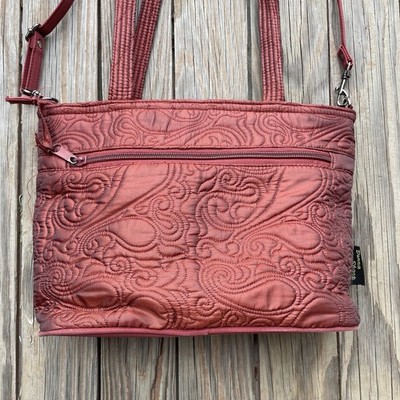 Donna Sharp Quilted Rust Fabric Tote Bag Shoulder Purse Double Handles
