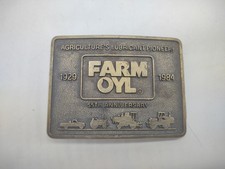 Vintage Farm Oyl Brass Belt Buckle 1984 Farmer Collector Limited Edition 2259