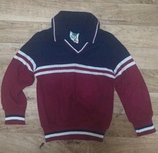 Vintage 80s Bull Frog Knits Size 5T Knit Polo Sweater Maroon/Navy Blue
