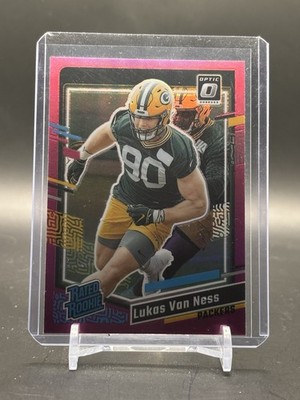 2023 Panini Donruss - Rated Rookie Lukas Van Ness #336 Optic Preview Pink Prizm 