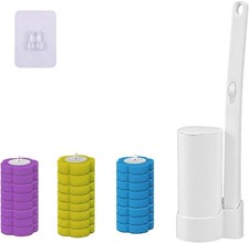 Disposable Toilet Brush Wand Starter Kit with 24 Pre-Loaded Cleaner-Infused