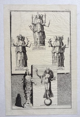 Antiker Architekturstich 1704 Mythologische Göttin Hekate Diana Triformis
