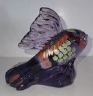 Fenton Art Glass Purple Angel Fish Figurine Signed By Artist