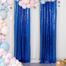 Sequin Curtains 2 Panels Blue 2FTx8FT Sequin Photo Backdrop 2FTx8FTx2 Royal