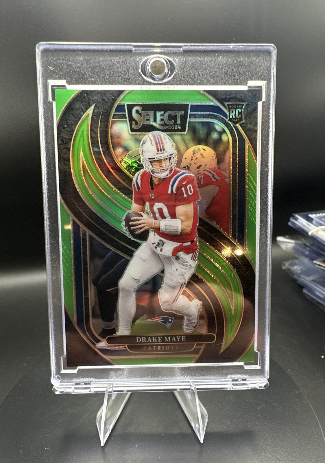 2024 Panini Select - Premier Level Drake Maye #113 Neon Green Prizm /49 (RC)