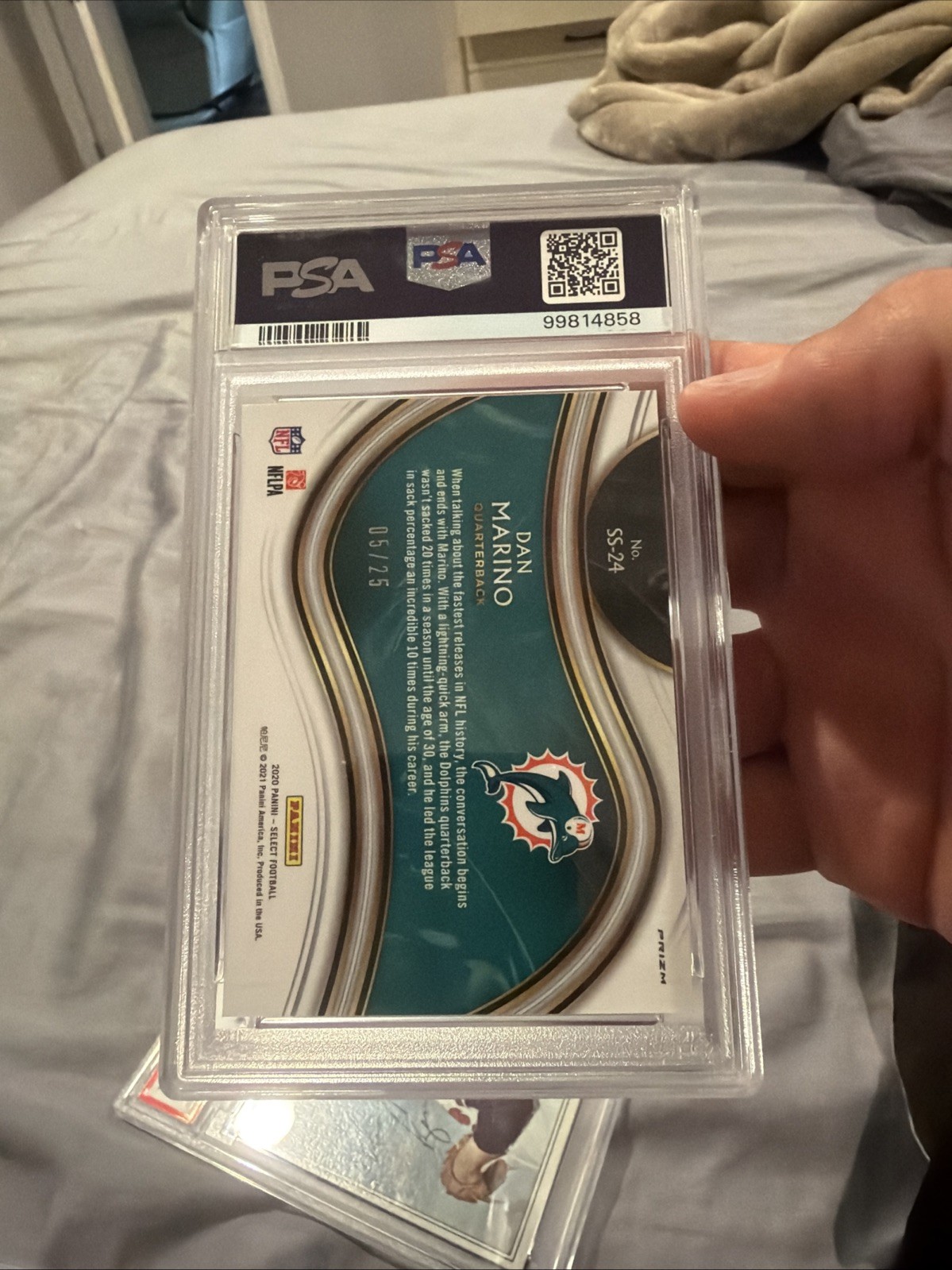 2020 Panini Select - Snapshots Dan Marino #SS-24 Tie-Dye Prizm /25 PSA 10 view 3