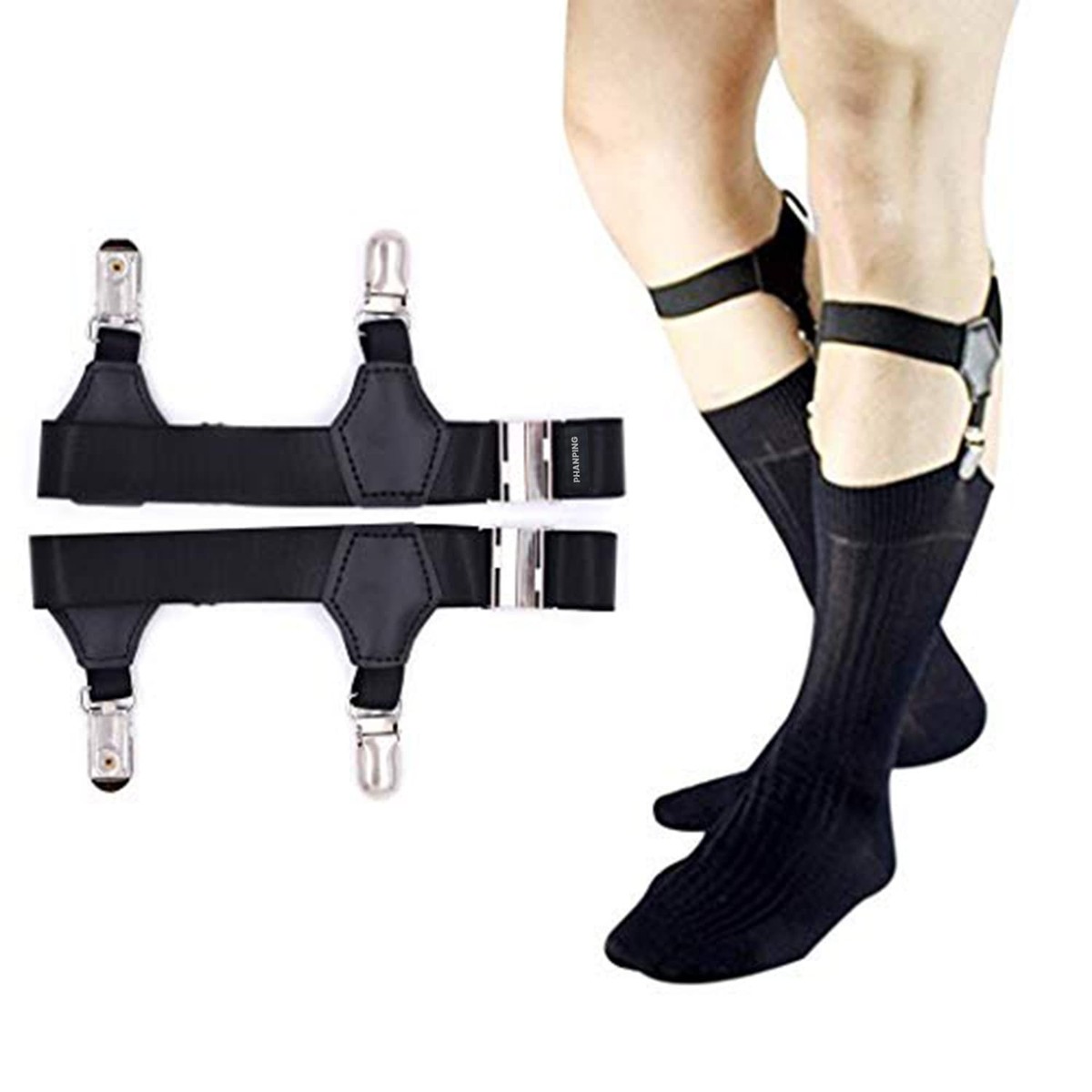 2 Pack Men's Sock Garters Belt Adjustable Sturdy Clip Suspenders for  Stockings | eBay