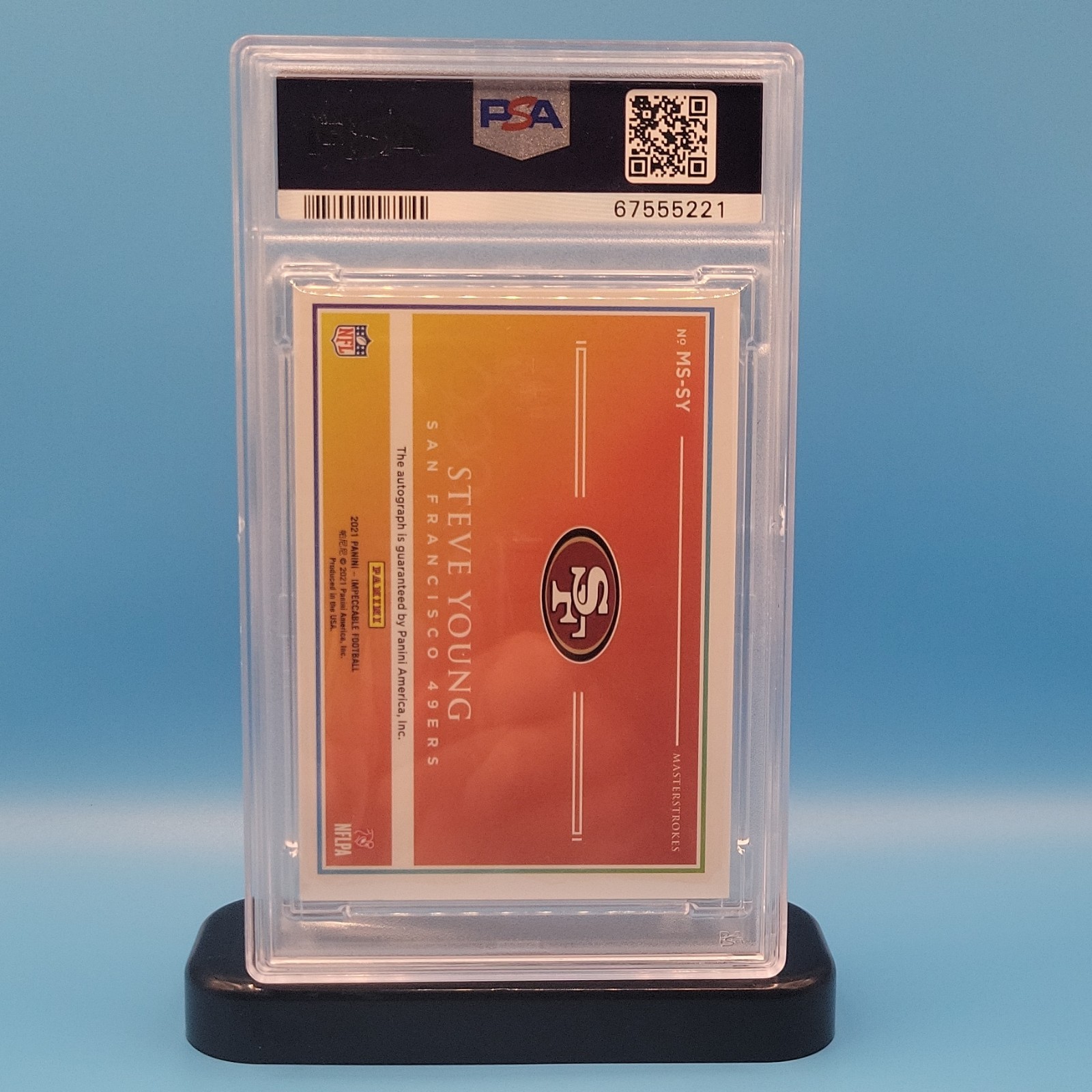 Panini 2018 Impeccable Steve Young 49ers #MS-SY On Card Auto PSA 9 /25 view 3