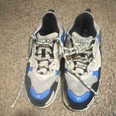 Balenciaga Triple S Blue Gray Men's Low Top Lace Up Sneakers Athletic Shoes