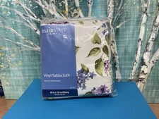 Mainstays Home Vinyl Front Poly Back Tablecloth Lilac Print Oblong 60  X 102  
