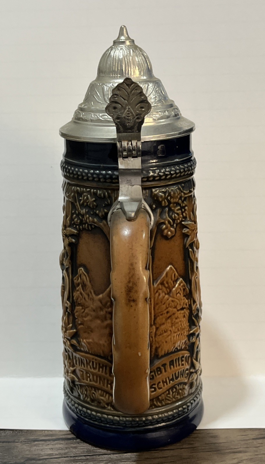 Vintage Gerz West Germany Pretzel Handle Stein With Lid