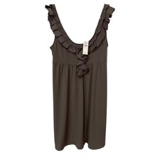 NEW Banana Republic Women's Size 4 Short Dress Brown Ruffle Chest Flowy Stretchy